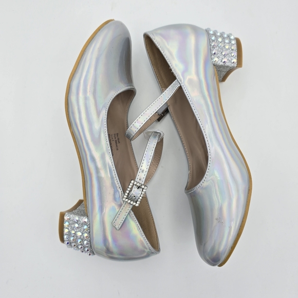 Badgley Mischka Girls Holographic Mary Jane Dress Heels, Siver, Big Grils 4 - Picture 15 of 16
